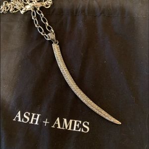 Ash+Ames Oxidized Sterling Silver and genuine pave Diamond sword necklace